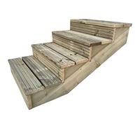 Arbor Garden Solutions decking step stringer kit, raised garden stairs (4 steps, 90cm width, rustic brown finish)