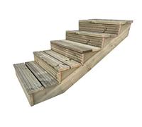 Arbor Garden Solutions decking step stringer kit, raised garden stairs (5 steps, 90cm width, natural finish)