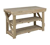 Arbor Garden Solutions Heavy Duty Workbench with Double Shelf 4ft (120cm), Wooden Garage Work Table, Pressure Treated Timber Outdoor Potting Bench