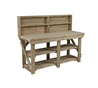 Arbor Garden Solutions Heavy Duty Workbench with Double Shelf & Back Panel, Pressure Treated Timber Garage Table - 6ft (180cm)