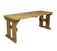 Arbor Garden Solutions Hollies Rounded Wooden Garden Table, Outdoor Picnic Dining Desk - Rustic Finish - Included assembly - 210cm