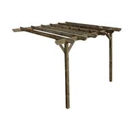 Arbor Garden Solutions Lean To Wooden Garden Pergola Kit - Chamfered Design Wall Mounted Gazebo, 1.8M X 4.8M (Rustic Brown Finish)