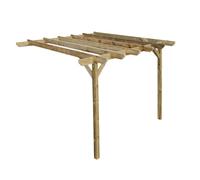 Arbor Garden Solutions Lean To Wooden Garden Pergola Kit - Chamfered Design Wall Mounted Gazebo, 4.2M X 4.8M (Natural Finish)
