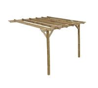 Arbor Garden Solutions Lean To Wooden Garden Pergola Kit - Champion Design Wall Mounted Gazebo, 2.4M X 3M (Natural Finish)