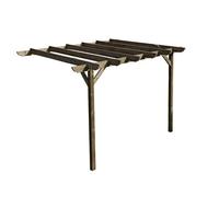 Arbor Garden Solutions Lean To Wooden Garden Pergola Kit - Corbel Design Wall Mounted Gazebo, 1.8M X 4.2M (Rustic Brown Finish)