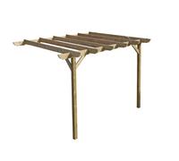Arbor Garden Solutions Lean To Wooden Garden Pergola Kit - Corbel Design Wall Mounted Gazebo, 3M X 3M (Natural Finish)