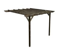 Arbor Garden Solutions Lean To Wooden Garden Pergola Kit - Dinasty Design Wall Mounted Gazebo, 1.8M X 4.8M (Rustic Brown Finish)