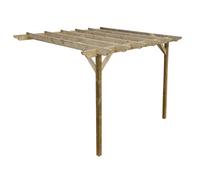 Arbor Garden Solutions Lean To Wooden Garden Pergola Kit - Dinasty Design Wall Mounted Gazebo, 2.4M X 4.8M (Natural Finish)