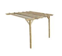 Arbor Garden Solutions Lean To Wooden Garden Pergola Kit - Longhorn Design Wall Mounted Gazebo, 3.6M X 4.8M (Natural Finish)