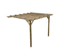 Arbor Garden Solutions Lean To Wooden Garden Pergola Kit - Orchid Design Wall Mounted Gazebo, 2.4M X 4.2M (Natural Finish)