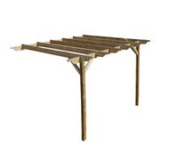 Arbor Garden Solutions Lean To Wooden Garden Pergola Kit - Sculpted Design Wall Mounted Gazebo, 2.4M X 2.4M (Natural Finish)