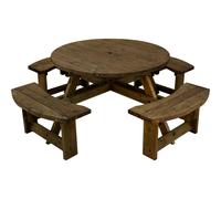 Arbor Garden Solutions Meadow Round Picnic Table - Rustic Brown - Included assembly - 1800mm