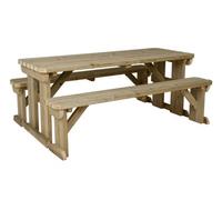 Arbor Garden Solutions Picnic Bench And Table Set, Aspen Rounded Wooden Patio Furniture (5Ft, Natural Finish)