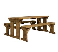 Arbor Garden Solutions Picnic Bench And Table Set, Aspen Rounded Wooden Patio Furniture (5Ft, Rustic Brown)