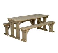 Arbor Garden Solutions Picnic Bench And Table Set, Aspen Wooden Patio Furniture (5Ft, Natural Finish)