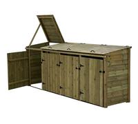Arbor Garden Solutions Premium Tongue and Groove Wooden Wheelie Bin Store - With Shelf - With Expert Assembly - Double