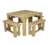 Arbor Garden Solutions Quadrum Picnic Table With 4 Benches (Natural Finish)