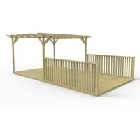Arbor Garden Solutions Rectangular Pergola And Decking Kit With Balustrade V.1 - Natural (Light Green) - 3m x 3.6m