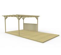 Arbor Garden Solutions Rectangular Pergola And Decking Kit With Balustrade V.4 - Natural (Light Green) - 4.2m x 4.8m