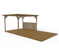 Arbor Garden Solutions Rectangular Pergola And Decking Kit With Balustrade V.4 - Rustic Brown - 3m x 4.8m