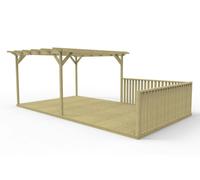 Arbor Garden Solutions Rectangular Pergola And Decking Kit With Balustrade V.6 - Natural (Light Green) - 4.2m x 4.8m