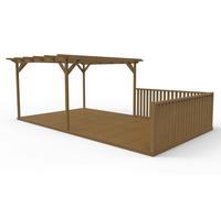 Arbor Garden Solutions Rectangular Pergola And Decking Kit With Balustrade V.6 - Rustic Brown - 2.4m x 4.8m