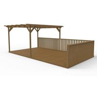 Arbor Garden Solutions Rectangular Pergola And Decking Kit With Balustrade V.7 - Rustic Brown - 2.4m x 4.8m