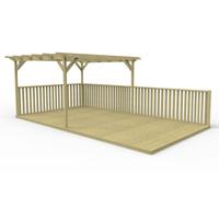 Arbor Garden Solutions Rectangular Pergola And Decking Kit With Balustrade V.8 - Natural (Light Green) - 2.4m x 4.8m