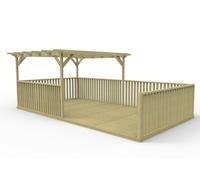 Arbor Garden Solutions Rectangular Pergola and Decking Kit With Balustrades V.10 - Natural (Light Green) - 4.2m x 4.8m