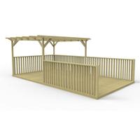 Arbor Garden Solutions Rectangular Pergola and Decking Kit With Balustrades V.11 - Natural (Light Green) - 2.4m x 3m