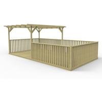 Arbor Garden Solutions Rectangular Pergola and Decking Kit With Balustrades V.12 - Natural (Light Green) - 3.6m x 4.8m
