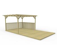 Arbor Garden Solutions Rectangular Pergola and Decking Kit With Balustrades V.2 - Natural (Light Green) - 4.2m x 4.8m