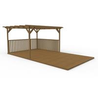 Arbor Garden Solutions Rectangular Pergola and Decking Kit With Balustrades V.2 - Rustic Brown - 3m x 4.2m