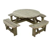 Arbor Garden Solutions Round Picnic Table, Meadow Circular Table 210Cm (Natural Finish)