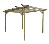 Arbor Garden Solutions Sculpted Wooden Garden Pergola Kit, 3.6M X 3.6M (Natural Finish)