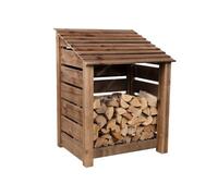 Arbor Garden Solutions Slatted Wooden Log Store W-99Cm, H-126Cm, D-88Cm - Brown Finish
