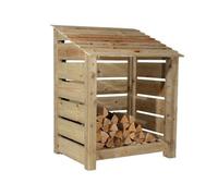 Arbor Garden Solutions Slatted Wooden Log Store W-99Cm, H-126Cm, D-88Cm - Natural (Light Green) Finish