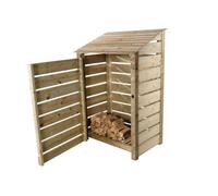 Arbor Garden Solutions Slatted Wooden Log Store With Door W-119Cm, H-180Cm, D-88Cm - Natural (Light Green) Finish