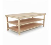 Arbor Garden Solutions Static Extra Deep 4ft Workbench with Double Shelves - Eucalyptus Plywood Top - Garage Island & Fabric Cutting Table (150cm / 5ft Length)