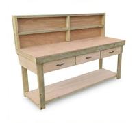 Arbor Garden Solutions Static V.1 Workbench with Back Panel & Bottom Shelf - Eucalyptus Hardwood Plywood Top (210cm / 7ft Length)