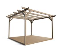 Arbor Garden Solutions Timber Pergola And Decking Complete Diy Kit, Corbel Design (3M X 3M, Rustic Brown Finish)