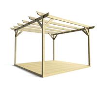 Arbor Garden Solutions Timber Pergola And Decking Complete Diy Kit, Corbel Design (4.2M X 4.2M, Light Green (Natural) Finish)