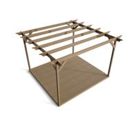 Arbor Garden Solutions Timber Pergola And Decking Complete Diy Kit, Orchid Design (3.6M X 3.6M, Rustic Brown Finish)