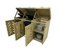 Arbor Garden Solutions VerdiBin Wheelie Bin Storage Unit - With Shelf - With Expert Assembly - Triple