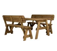 Arbor Garden Solutions Victoria Compact Wooden Picnic Bench And Table Set, Rounded Outdoor Dining Set With Backrest (5Ft, Rustic Brown)