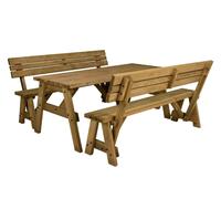 Arbor Garden Solutions Victoria Picnic Table and Benches Set With Backrest - Rustic Finish - Included assembly - 210cm