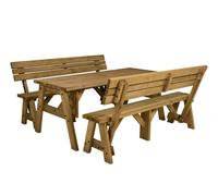 Arbor Garden Solutions Victoria Picnic Table and Benches Set With Backrest - Rustic Finish - Without expert assembly - 240cm