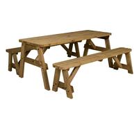 Arbor Garden Solutions Victoria Rounded Picnic Table and Benches Set - Rustic Finish - Included assembly - 150cm