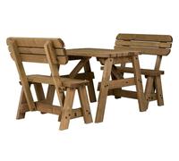 Arbor Garden Solutions Victoria Rounded Picnic Table and Benches Set With Backrest - Rustic Finish - Included assembly - 90cm