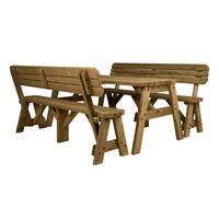 Arbor Garden Solutions Victoria Rounded Picnic Table and Benches Set With Backrest - Rustic Finish - Without expert assembly - 240cm